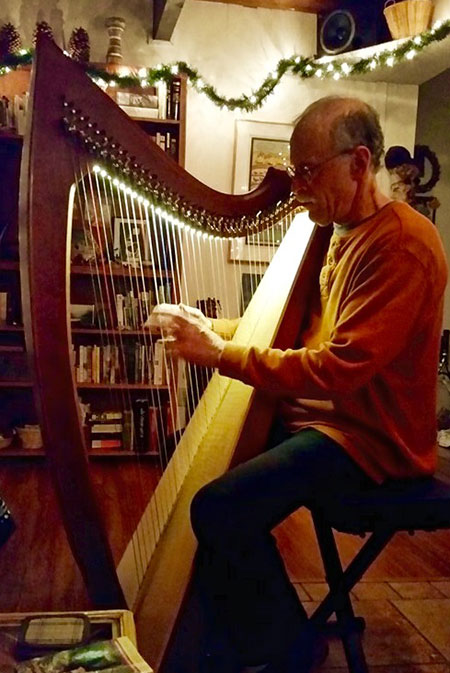 David Michael with harp